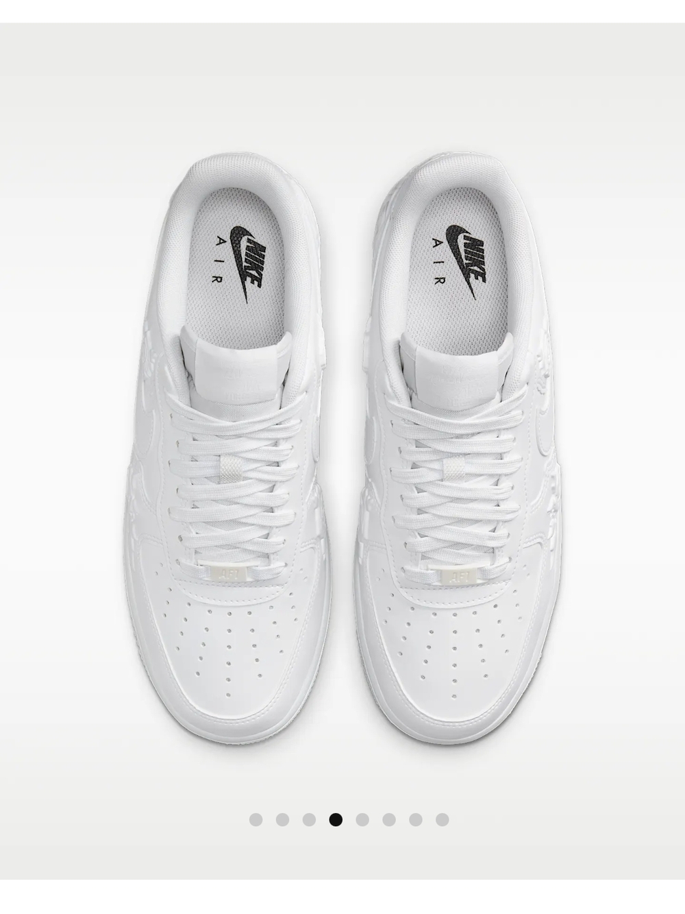 Nike Air Force 1 All-White Sneakers with Embossed Roses - Picture 4 of 4